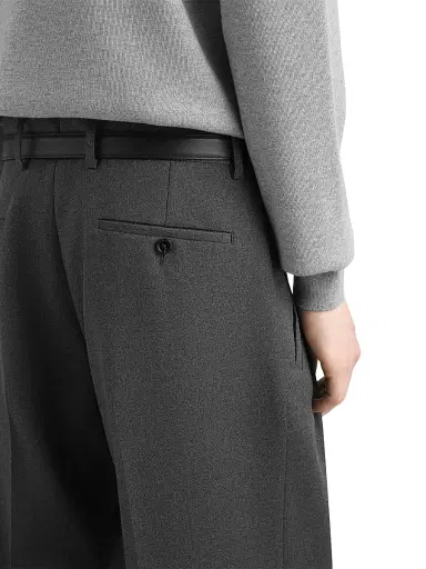 Dolce & Gabbana Men's Stretch-Wool Pleated Trousers - Melange Grigio | Thumbnail 5 Dolce & Gabbana Men's Stretch-Wool Pleated Trousers - Melange Grigio | Thumbnail 5