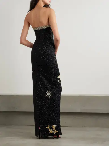Clio Peppiatt Seraphina Strapless Embroidered Beaded Stretch-satin Gown | Thumbnail 3 Clio Peppiatt Seraphina Strapless Embroidered Beaded Stretch-satin Gown | Thumbnail 3