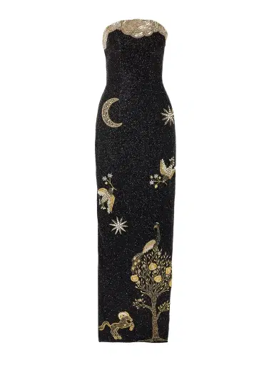 Clio Peppiatt Seraphina Strapless Embroidered Beaded Stretch-satin Gown | Thumbnail 1 Clio Peppiatt Seraphina Strapless Embroidered Beaded Stretch-satin Gown | Thumbnail 1