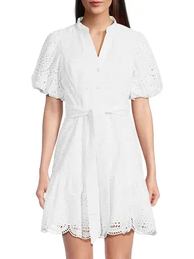Lilly Pulitzer Women's Cotton Tie-Waist Puff-Sleeve Minidress | Thumbnail 3 Lilly Pulitzer Women's Cotton Tie-Waist Puff-Sleeve Minidress | Thumbnail 3