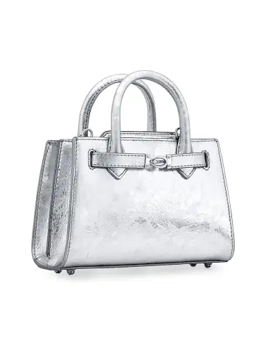 Tyler Ellis Women's Winnie Top Handle Bag Mini in Antiqued Leather - Chrome | Thumbnail 2 Tyler Ellis Women's Winnie Top Handle Bag Mini in Antiqued Leather - Chrome | Thumbnail 2