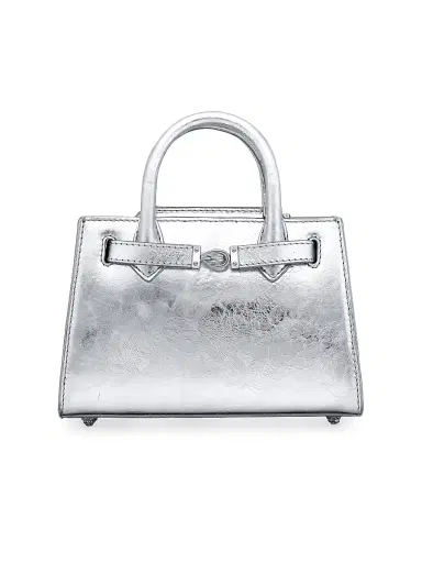 Tyler Ellis Women's Winnie Top Handle Bag Mini in Antiqued Leather - Chrome | Thumbnail 1 Tyler Ellis Women's Winnie Top Handle Bag Mini in Antiqued Leather - Chrome | Thumbnail 1
