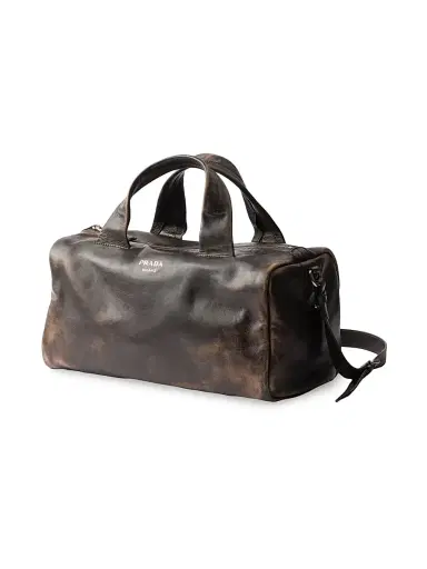 Prada Men's Nappa Leather Duffle Bag - Brown | Thumbnail 2 Prada Men's Nappa Leather Duffle Bag - Brown | Thumbnail 2