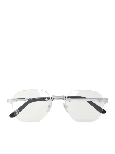Cartier Eyewear Santos de Cartier Rimless D-Frame Silver-Tone Optical Glasses - Men | Thumbnail 1 Cartier Eyewear Santos de Cartier Rimless D-Frame Silver-Tone Optical Glasses - Men | Thumbnail 1
