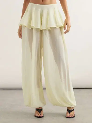 Alaïa Pleated Georgette Peplum Balloon Pants | Thumbnail 3 Alaïa Pleated Georgette Peplum Balloon Pants | Thumbnail 3