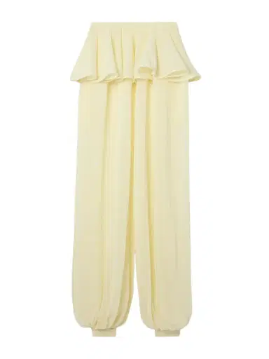 Alaïa Pleated Georgette Peplum Balloon Pants | Thumbnail 1 Alaïa Pleated Georgette Peplum Balloon Pants | Thumbnail 1