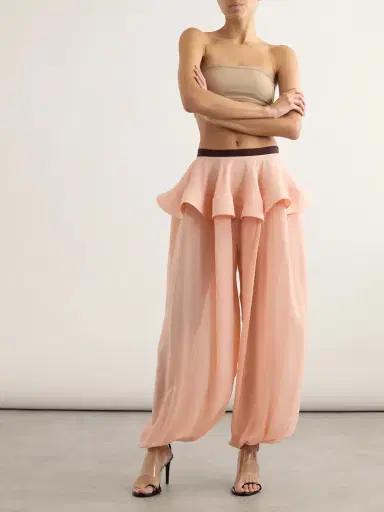 Alaïa Pleated Georgette Peplum Balloon Pants | Thumbnail 2 Alaïa Pleated Georgette Peplum Balloon Pants | Thumbnail 2