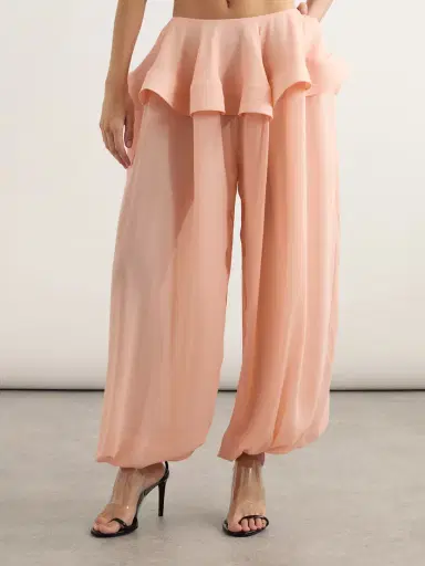 Alaïa Pleated Georgette Peplum Balloon Pants | Thumbnail 3 Alaïa Pleated Georgette Peplum Balloon Pants | Thumbnail 3