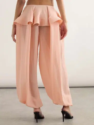 Alaïa Pleated Georgette Peplum Balloon Pants | Thumbnail 4 Alaïa Pleated Georgette Peplum Balloon Pants | Thumbnail 4