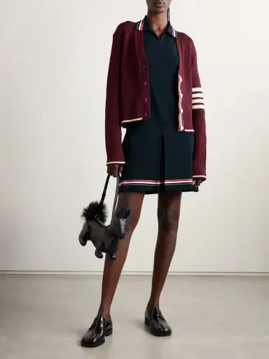 Thom Browne Pleated Striped Stretch-knit Mini Dress | Thumbnail 2 Thom Browne Pleated Striped Stretch-knit Mini Dress | Thumbnail 2