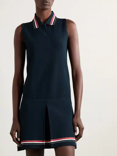Thom Browne Pleated Striped Stretch-knit Mini Dress | Thumbnail 3 Thom Browne Pleated Striped Stretch-knit Mini Dress | Thumbnail 3