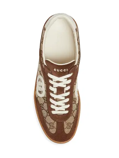 Gucci Men's G74 GG Canvas & Suede Sneakers - Mahogany | Thumbnail 4 Gucci Men's G74 GG Canvas & Suede Sneakers - Mahogany | Thumbnail 4