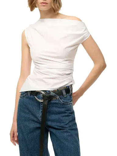 Staud Women's Phare Gathered Top - White - Size 0 | Thumbnail 3 Staud Women's Phare Gathered Top - White - Size 0 | Thumbnail 3