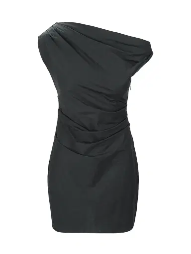 Staud Women's Phare Gathered Minidress - Black | Thumbnail 1 Staud Women's Phare Gathered Minidress - Black | Thumbnail 1