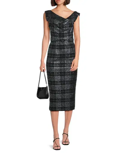 BLACK HALO Women's Jackie O Stretch-Bouclé Midi-Dress | Thumbnail 2 BLACK HALO Women's Jackie O Stretch-Bouclé Midi-Dress | Thumbnail 2