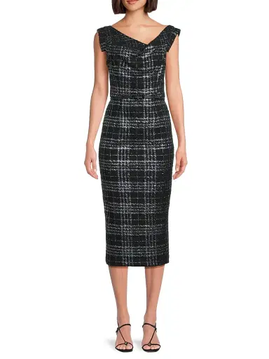 BLACK HALO Women's Jackie O Stretch-Bouclé Midi-Dress | Thumbnail 3 BLACK HALO Women's Jackie O Stretch-Bouclé Midi-Dress | Thumbnail 3