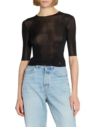 Saint Laurent Women's Cassandre Top in Knit - Noir - Size Small | Thumbnail 3 Saint Laurent Women's Cassandre Top in Knit - Noir - Size Small | Thumbnail 3
