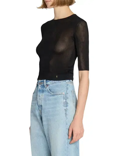 Saint Laurent Women's Cassandre Top in Knit - Noir - Size Small | Thumbnail 4 Saint Laurent Women's Cassandre Top in Knit - Noir - Size Small | Thumbnail 4