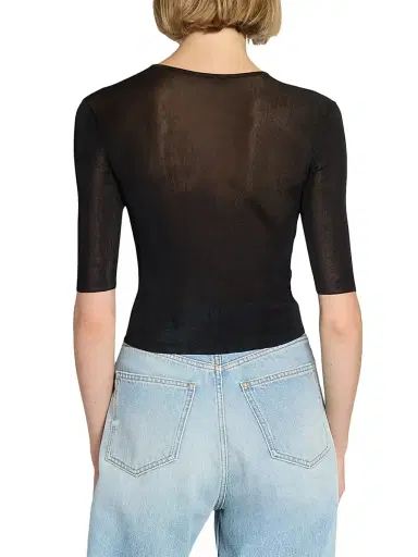 Saint Laurent Women's Cassandre Top in Knit - Noir - Size Small | Thumbnail 5 Saint Laurent Women's Cassandre Top in Knit - Noir - Size Small | Thumbnail 5