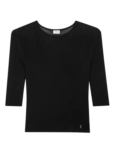 Saint Laurent Women's Cassandre Top in Knit - Noir - Size Small | Thumbnail 1 Saint Laurent Women's Cassandre Top in Knit - Noir - Size Small | Thumbnail 1