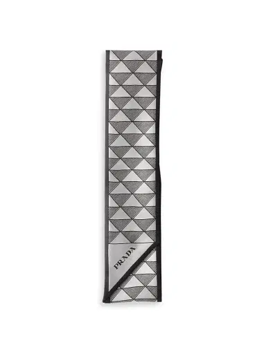 Prada Women's Printed Silk Skinny Scarf | Thumbnail 1 Prada Women's Printed Silk Skinny Scarf | Thumbnail 1