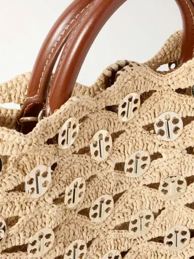 Rabanne 1969 Leather-trimmed Chainmail-embellished Raffia Tote | Thumbnail 4 Rabanne 1969 Leather-trimmed Chainmail-embellished Raffia Tote | Thumbnail 4
