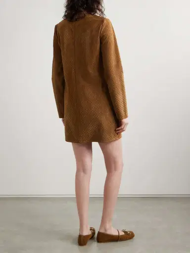 Gucci Horsebit-detailed Debossed Suede Mini Dress | Thumbnail 3 Gucci Horsebit-detailed Debossed Suede Mini Dress | Thumbnail 3