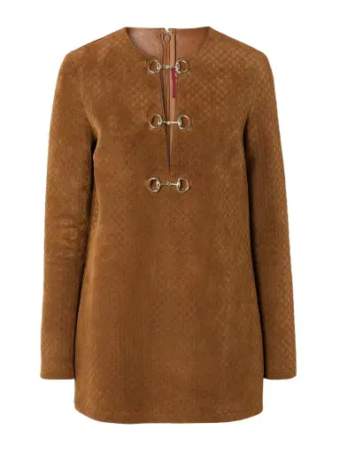 Gucci Horsebit-detailed Debossed Suede Mini Dress | Thumbnail 1 Gucci Horsebit-detailed Debossed Suede Mini Dress | Thumbnail 1