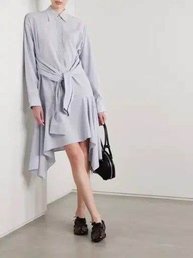 Acne Studios Asymmetric Draped Striped Voile Shirt Dress | Thumbnail 3 Acne Studios Asymmetric Draped Striped Voile Shirt Dress | Thumbnail 3