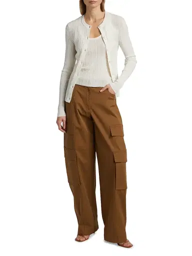A.L.C. Women's Fisher Cotton-Blend Button-Front Cardigan - Bright White - Size XL | Thumbnail 2 A.L.C. Women's Fisher Cotton-Blend Button-Front Cardigan - Bright White - Size XL | Thumbnail 2