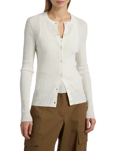A.L.C. Women's Fisher Cotton-Blend Button-Front Cardigan - Bright White - Size XL | Thumbnail 3 A.L.C. Women's Fisher Cotton-Blend Button-Front Cardigan - Bright White - Size XL | Thumbnail 3