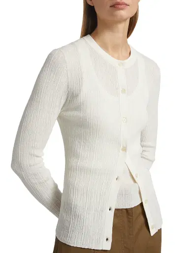 A.L.C. Women's Fisher Cotton-Blend Button-Front Cardigan - Bright White - Size XL | Thumbnail 6 A.L.C. Women's Fisher Cotton-Blend Button-Front Cardigan - Bright White - Size XL | Thumbnail 6