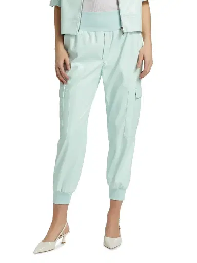 Cinq à Sept Women's Giles Vegan Leather Cargo Pants - Salt Water | Thumbnail 3 Cinq à Sept Women's Giles Vegan Leather Cargo Pants - Salt Water | Thumbnail 3