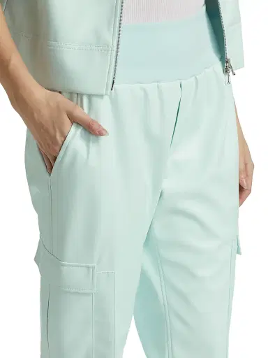 Cinq à Sept Women's Giles Vegan Leather Cargo Pants - Salt Water | Thumbnail 6 Cinq à Sept Women's Giles Vegan Leather Cargo Pants - Salt Water | Thumbnail 6
