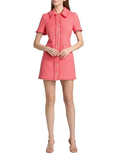 Cinq à Sept Women's Pammy Cotton Tweed A-Line Minidress - Sunset Blush | Thumbnail 2 Cinq à Sept Women's Pammy Cotton Tweed A-Line Minidress - Sunset Blush | Thumbnail 2