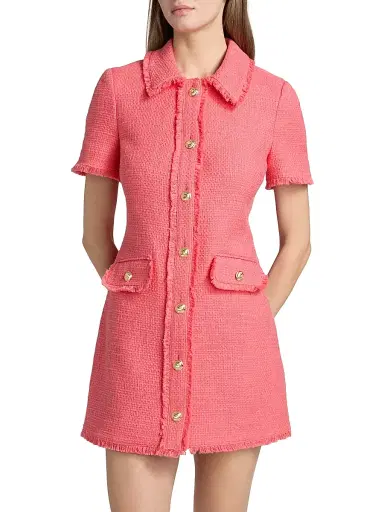 Cinq à Sept Women's Pammy Cotton Tweed A-Line Minidress - Sunset Blush | Thumbnail 3 Cinq à Sept Women's Pammy Cotton Tweed A-Line Minidress - Sunset Blush | Thumbnail 3