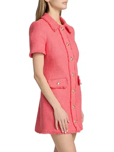 Cinq à Sept Women's Pammy Cotton Tweed A-Line Minidress - Sunset Blush | Thumbnail 4 Cinq à Sept Women's Pammy Cotton Tweed A-Line Minidress - Sunset Blush | Thumbnail 4