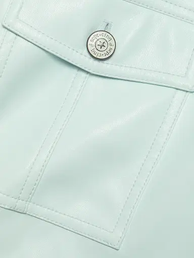 Cinq à Sept Women's Holly Vegan Leather Puff Sleeve Jacket - Salt Water | Thumbnail 7 Cinq à Sept Women's Holly Vegan Leather Puff Sleeve Jacket - Salt Water | Thumbnail 7