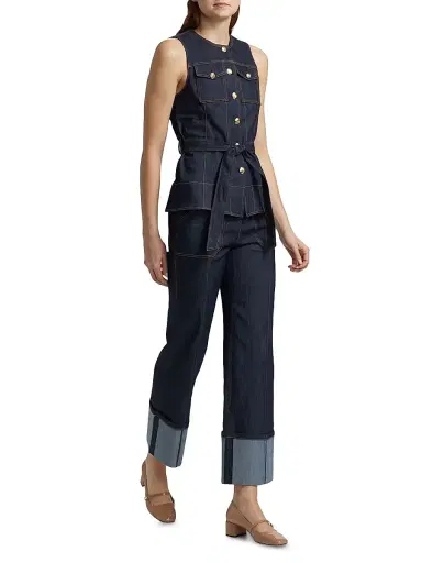 Cinq à Sept Women's Reenee Denim Tie-Waist Vest - Indigo | Thumbnail 2 Cinq à Sept Women's Reenee Denim Tie-Waist Vest - Indigo | Thumbnail 2