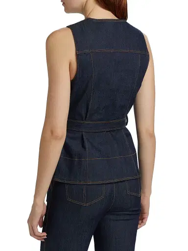 Cinq à Sept Women's Reenee Denim Tie-Waist Vest - Indigo | Thumbnail 5 Cinq à Sept Women's Reenee Denim Tie-Waist Vest - Indigo | Thumbnail 5