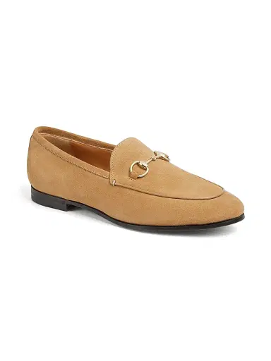 Gucci Women's Jordaan Horsebit Suede Loafers - Safari Camel | Thumbnail 2 Gucci Women's Jordaan Horsebit Suede Loafers - Safari Camel | Thumbnail 2