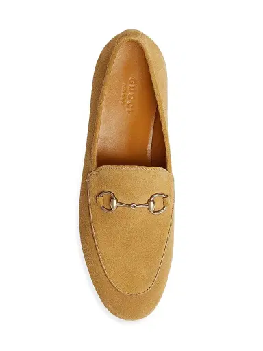 Gucci Women's Jordaan Horsebit Suede Loafers - Safari Camel | Thumbnail 4 Gucci Women's Jordaan Horsebit Suede Loafers - Safari Camel | Thumbnail 4