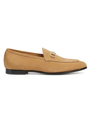Gucci Women's Jordaan Horsebit Suede Loafers - Safari Camel | Thumbnail 1 Gucci Women's Jordaan Horsebit Suede Loafers - Safari Camel | Thumbnail 1