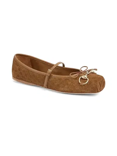 Gucci Women's Horsebit Suede Ballet Flats - Cuoio Dafne | Thumbnail 2 Gucci Women's Horsebit Suede Ballet Flats - Cuoio Dafne | Thumbnail 2