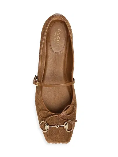 Gucci Women's Horsebit Suede Ballet Flats - Cuoio Dafne | Thumbnail 4 Gucci Women's Horsebit Suede Ballet Flats - Cuoio Dafne | Thumbnail 4