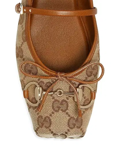 Gucci Women's GG Canvas Horsebit Ballet Flats - Beige Ebony | Thumbnail 5 Gucci Women's GG Canvas Horsebit Ballet Flats - Beige Ebony | Thumbnail 5