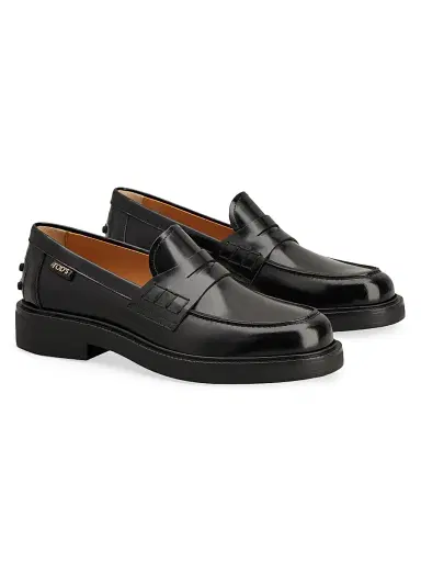 Tod's Women's Logo-Detailed Leather Penny Loafers - Nero - Size 12 | Thumbnail 2 Tod's Women's Logo-Detailed Leather Penny Loafers - Nero - Size 12 | Thumbnail 2