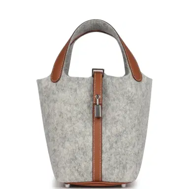 HERMÈS Hermes Picotin Lock 18 Gris Clair Feutre and Gold Swift Palladium Hardware | Thumbnail 1 HERMÈS Hermes Picotin Lock 18 Gris Clair Feutre and Gold Swift Palladium Hardware | Thumbnail 1
