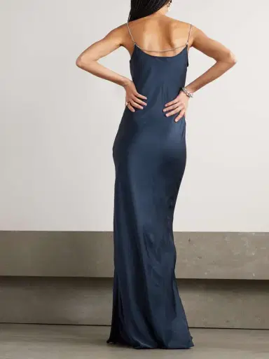 Rabanne Chain-embellished Draped Satin Maxi Dress | Thumbnail 3 Rabanne Chain-embellished Draped Satin Maxi Dress | Thumbnail 3