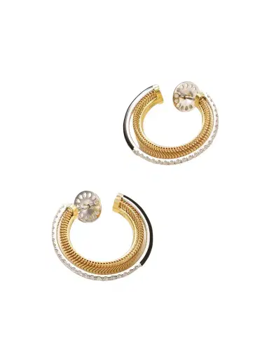 Nikos Koulis 18-karat Yellow And White Gold, Diamond And Enamel Earrings | Thumbnail 1 Nikos Koulis 18-karat Yellow And White Gold, Diamond And Enamel Earrings | Thumbnail 1